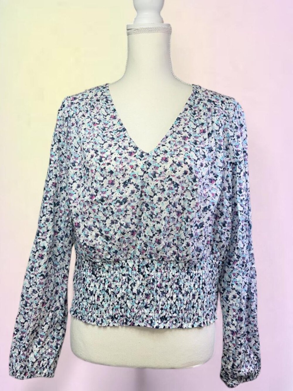 Lane Bryant Floral V-Neck Blouse 100% Cotton size 14
